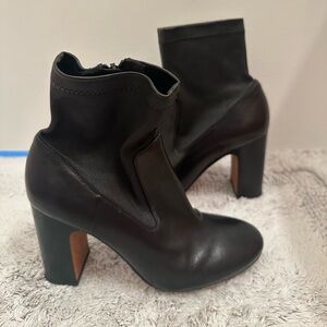 Black leather booties